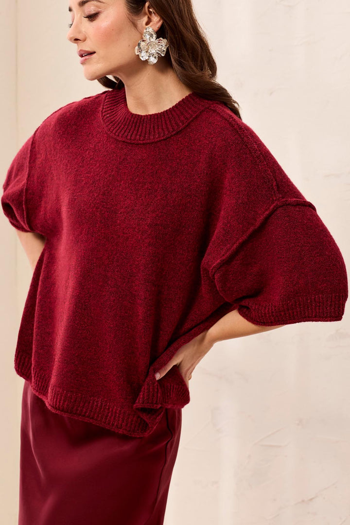 Oversized Short Sleeve Knit Sweater