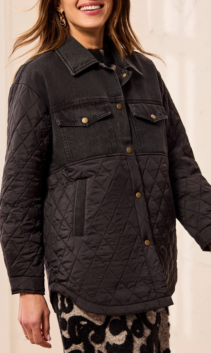 Quilted Denim Mixed Media Jacket