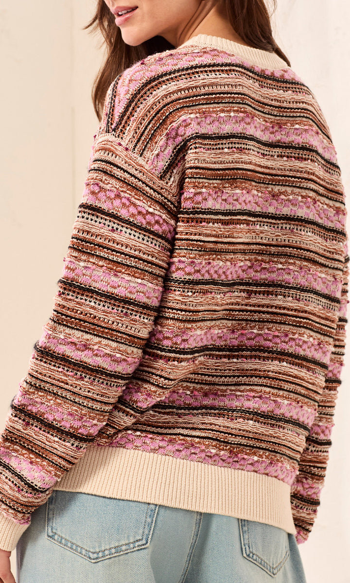Textured Multi-Stitch Crewneck Sweater