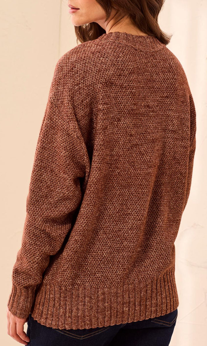 Textured Crew Neck Knit Sweater