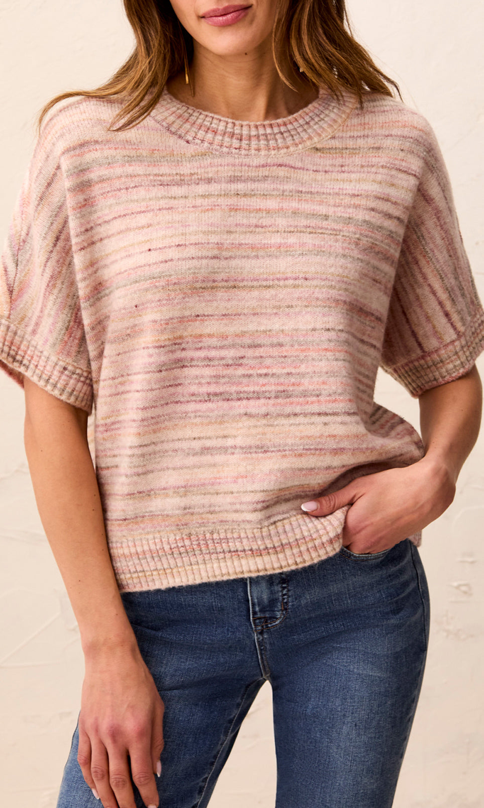 Space-Dye Short-Sleeve Sweater
