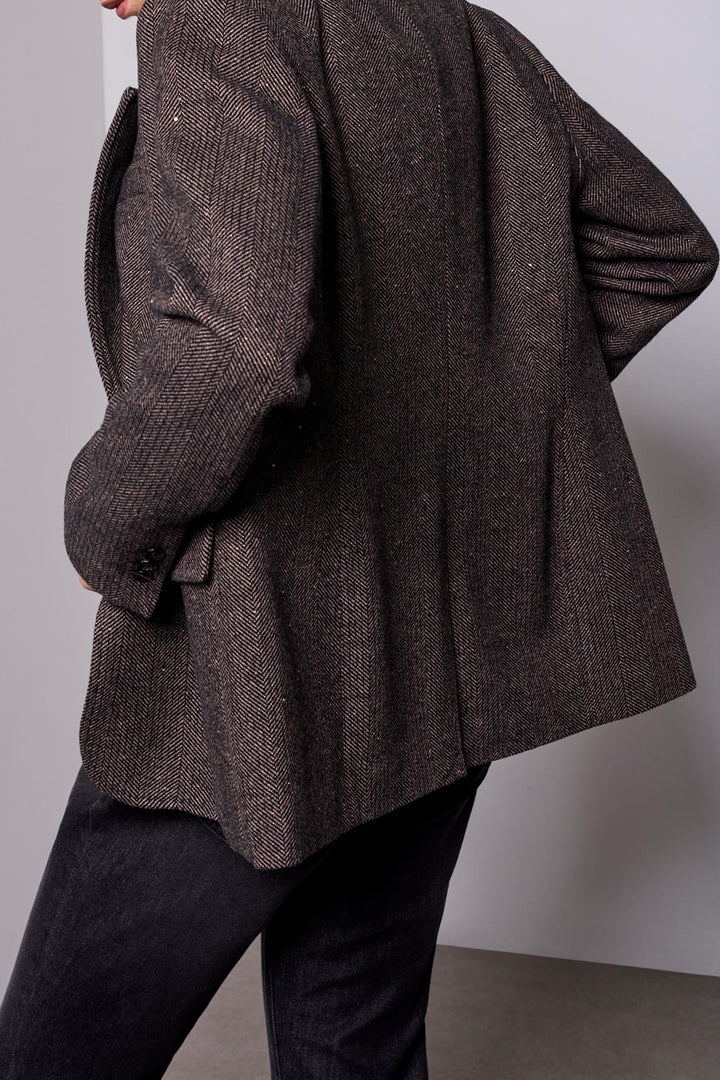 Flecked Herringbone Wool Blend Blazer