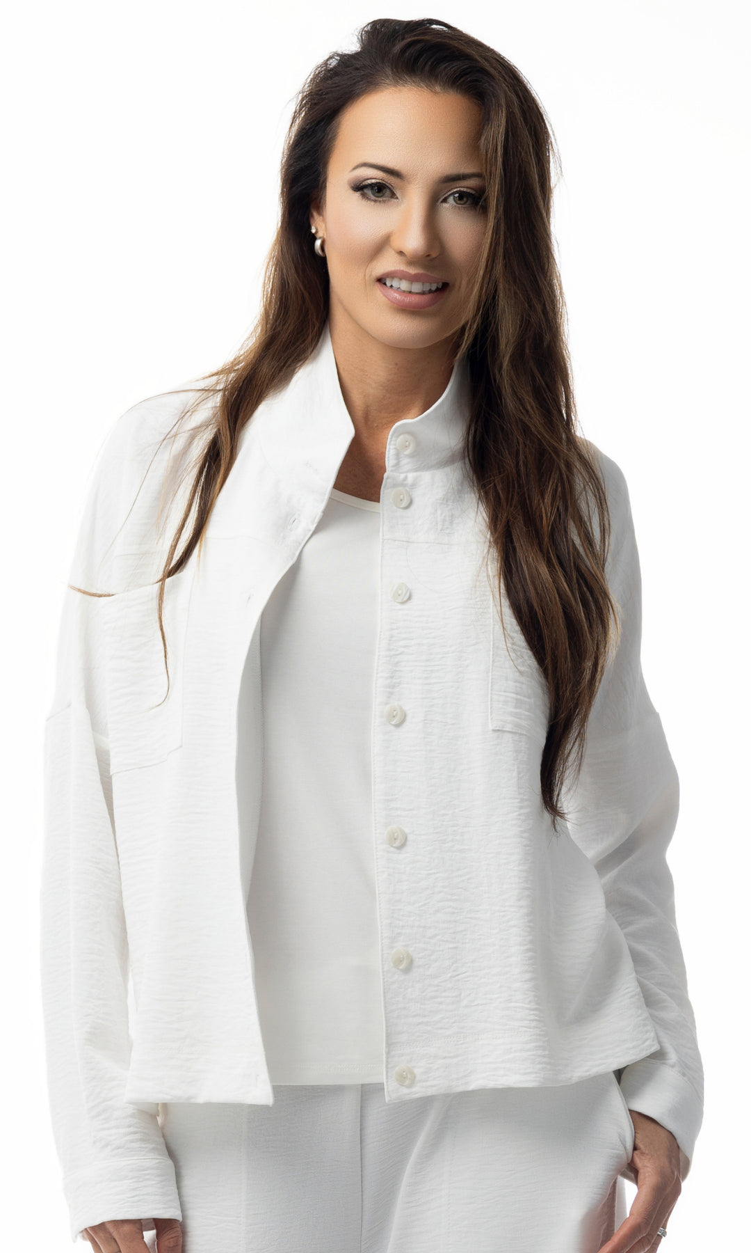 Lightweight Linen Blend Button Jacket