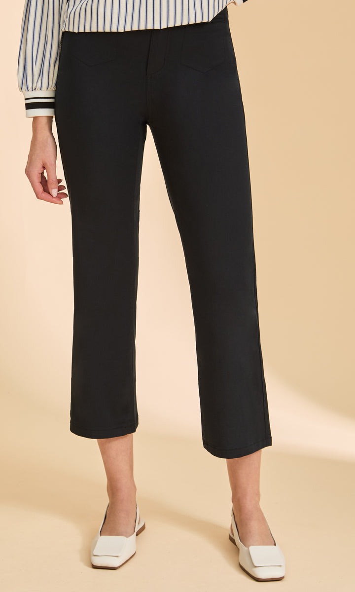 Pull-On Cropped Straight Leg Pants