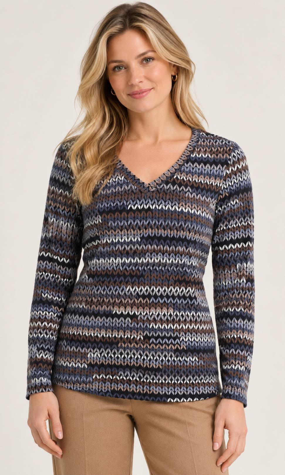 Chevron Print V-Neck Top