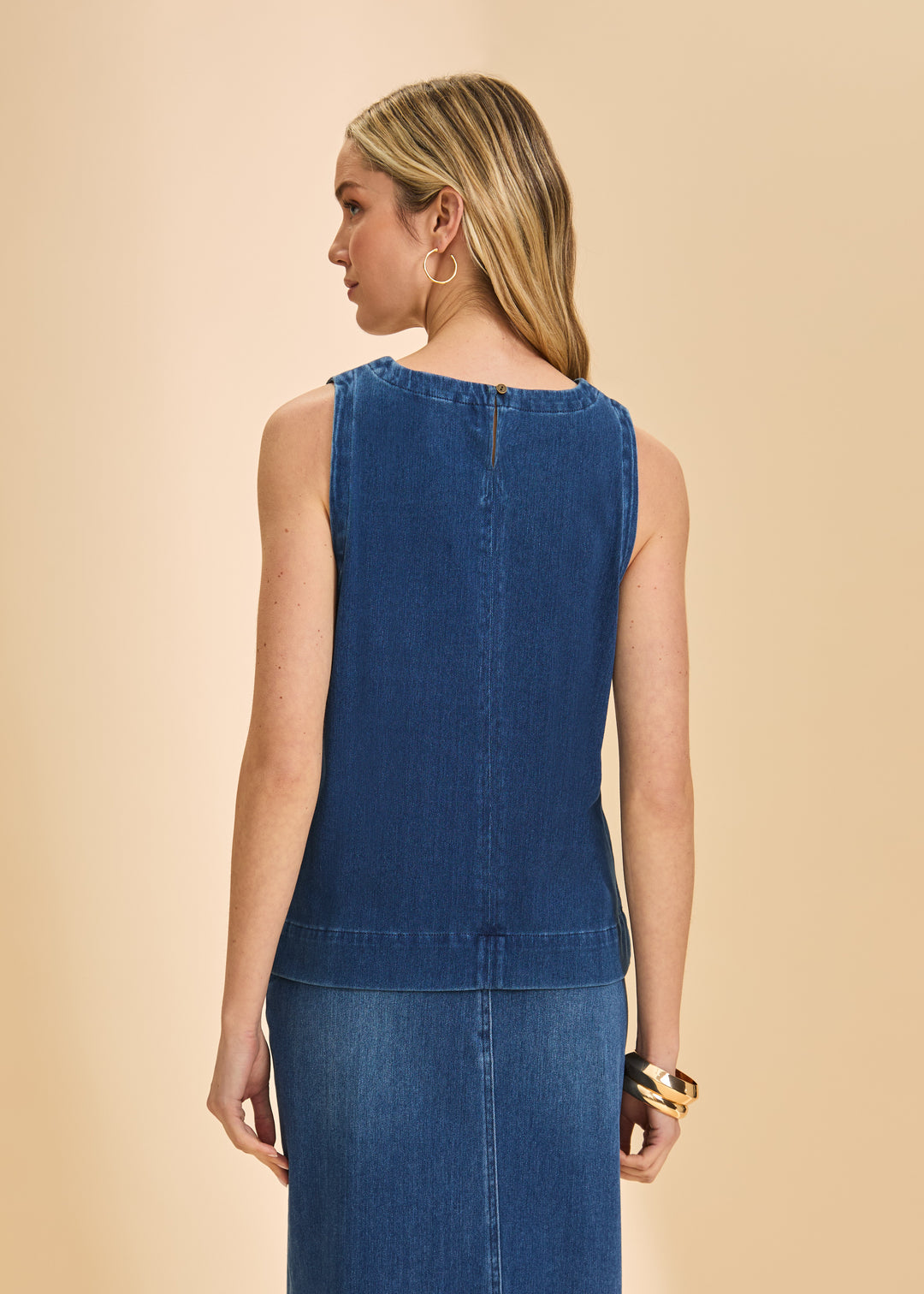 Stretch Denim Sleeveless Top