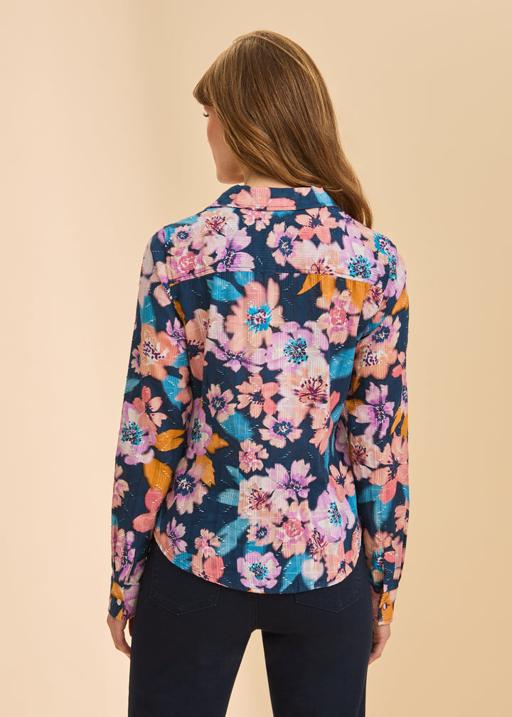 Printed Button-Front Blouse