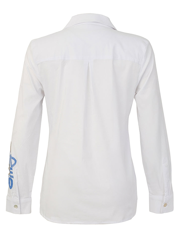 Embellished Graphic Button-Up Shirt