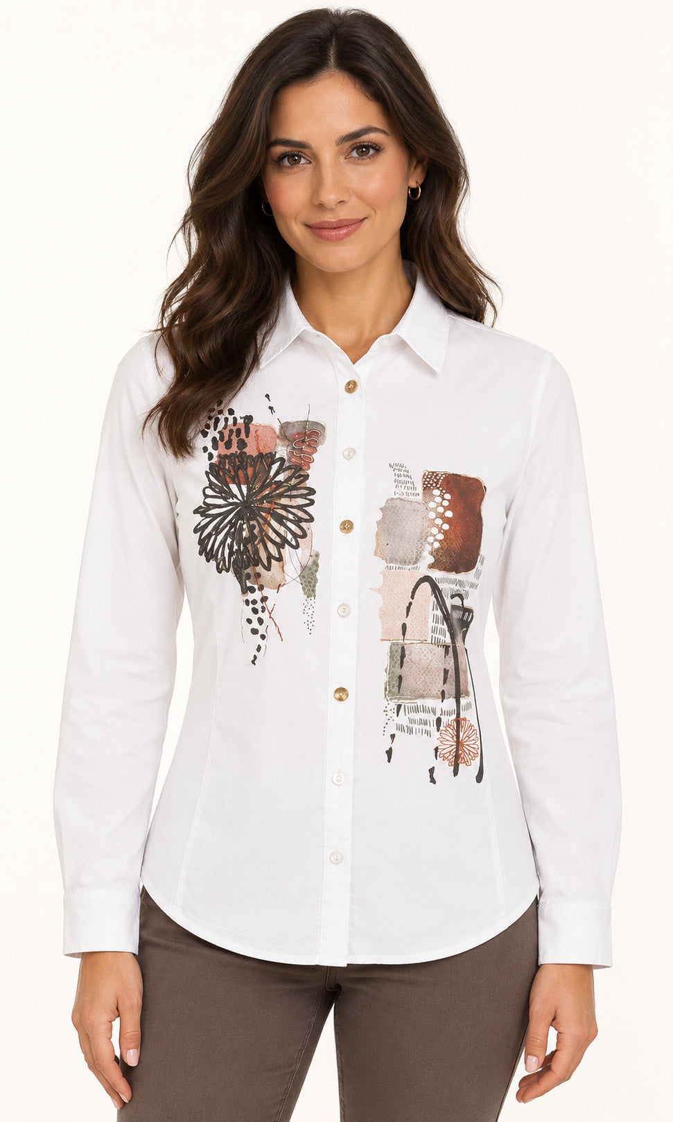 Abstract Floral Graphic Button-Up Shirt
