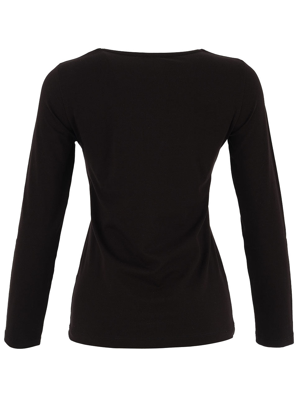 Stretch Cotton V-Neck Long-Sleeve Top