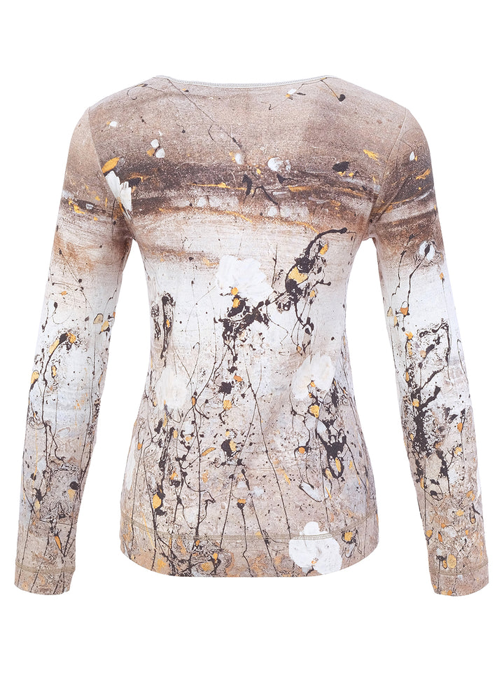 Abstract Splatter V-Neck Top