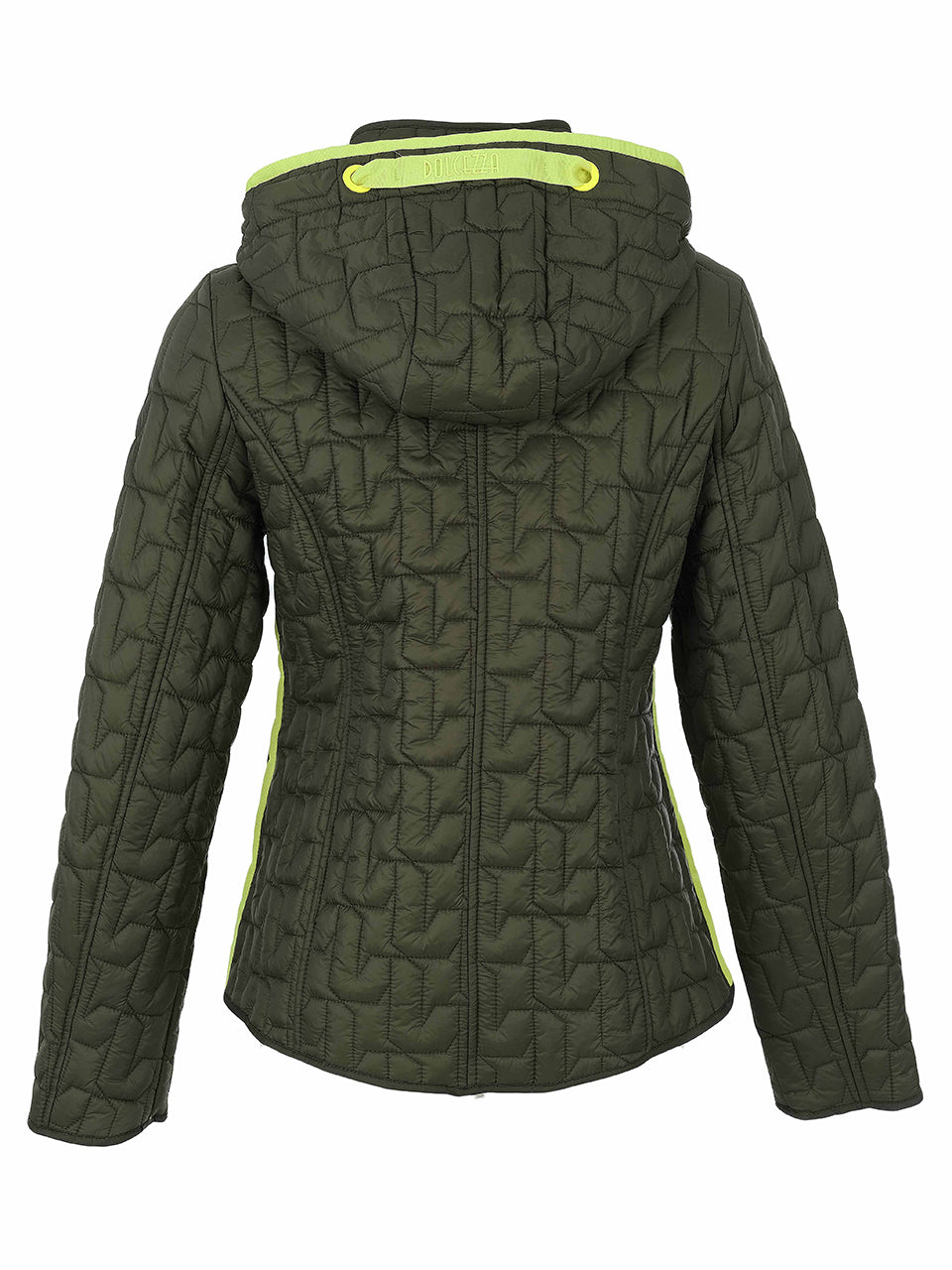 Contrast-Trim Hooded Quilted Jacket