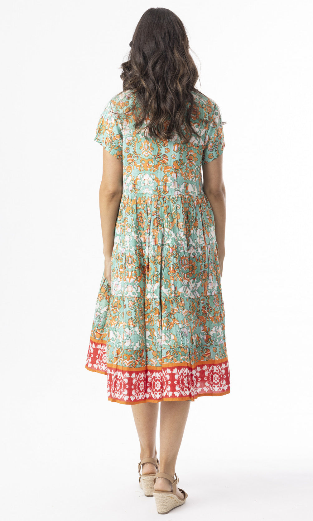 Floral Tiered Rayon Midi Dress