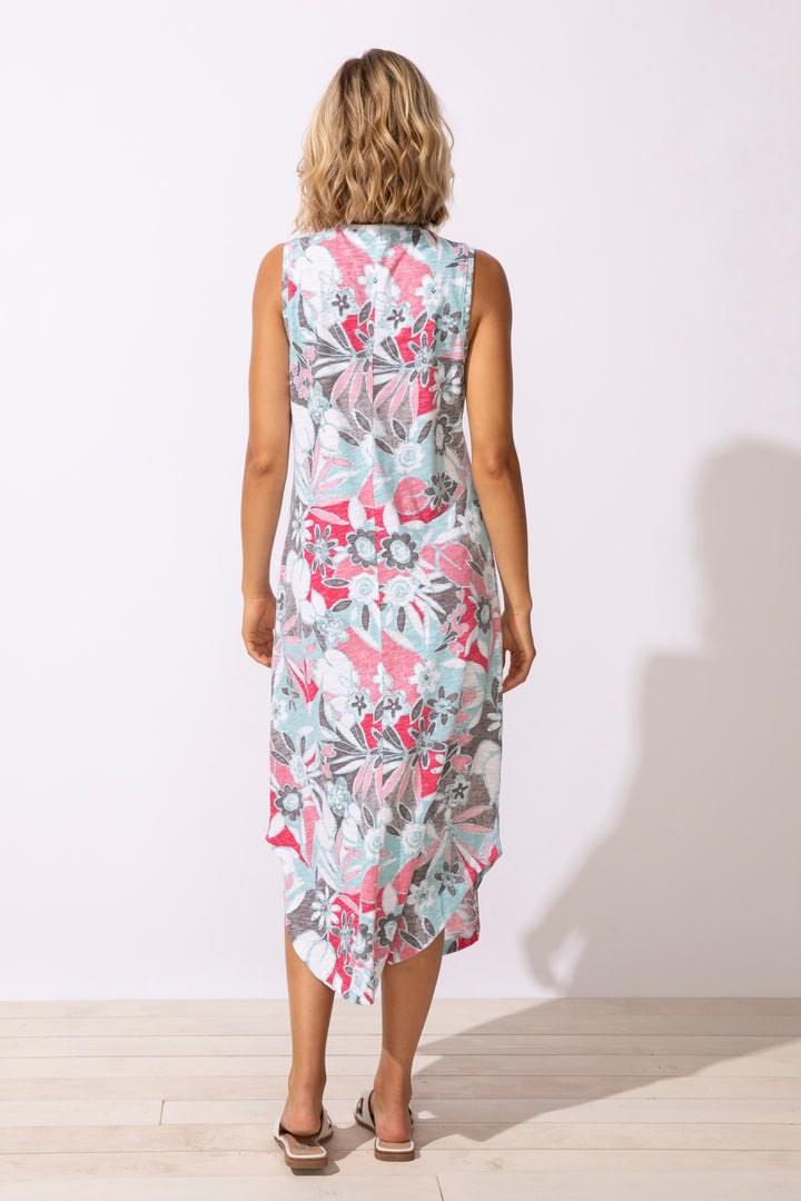 Tropical Cotton Midi Dress