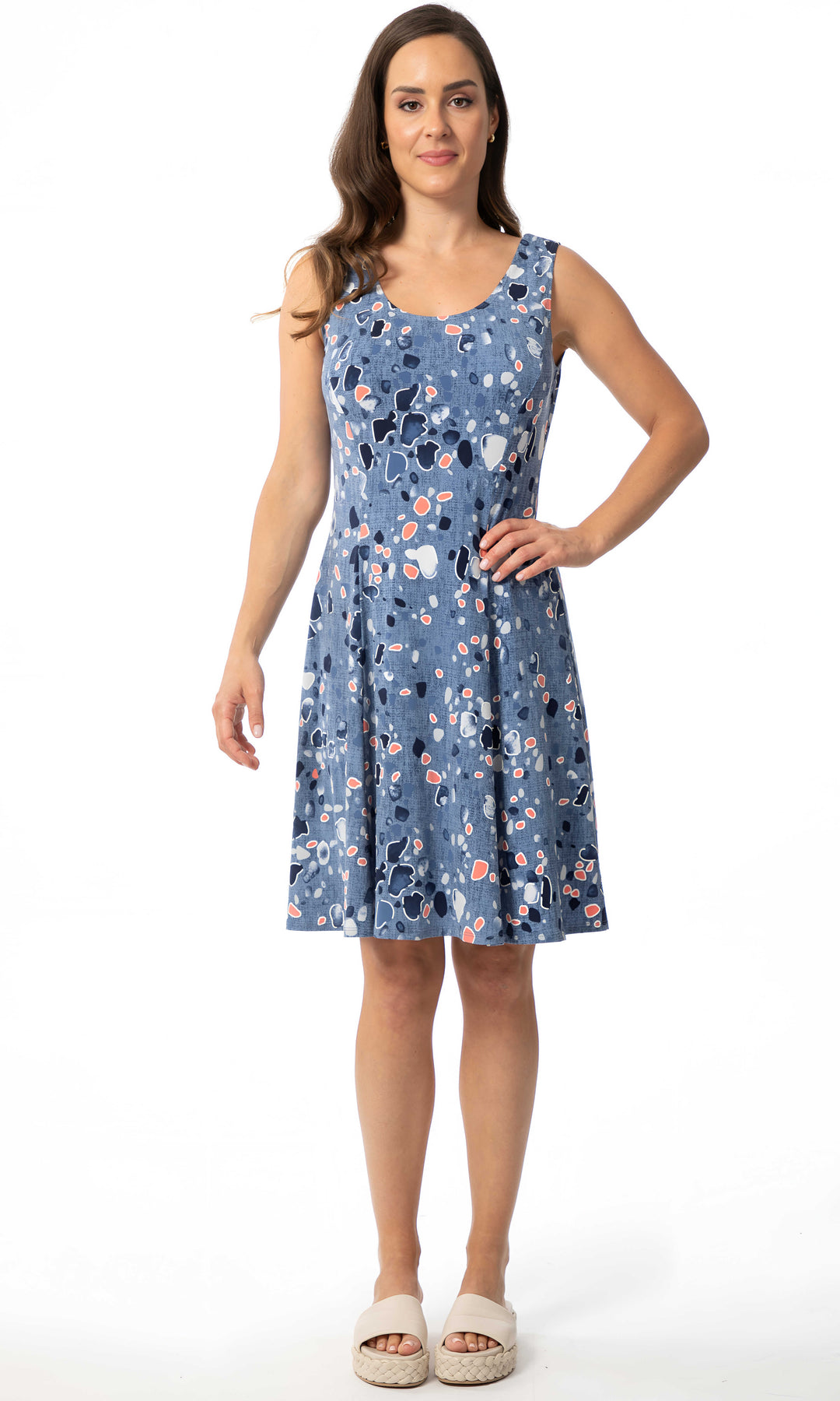 Abstract Print Fit & Flare Knit Dress