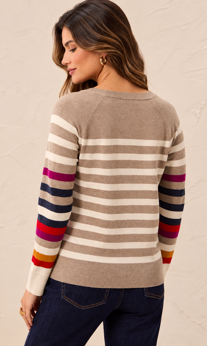 Contrast Stripe Raglan Sweater