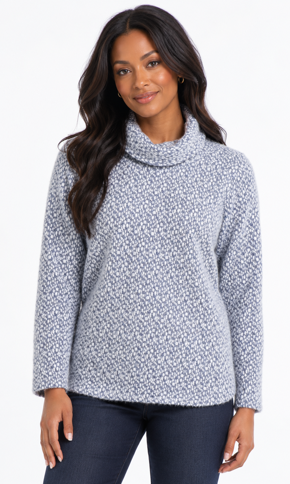 Speckled Funnel Neck Sweater