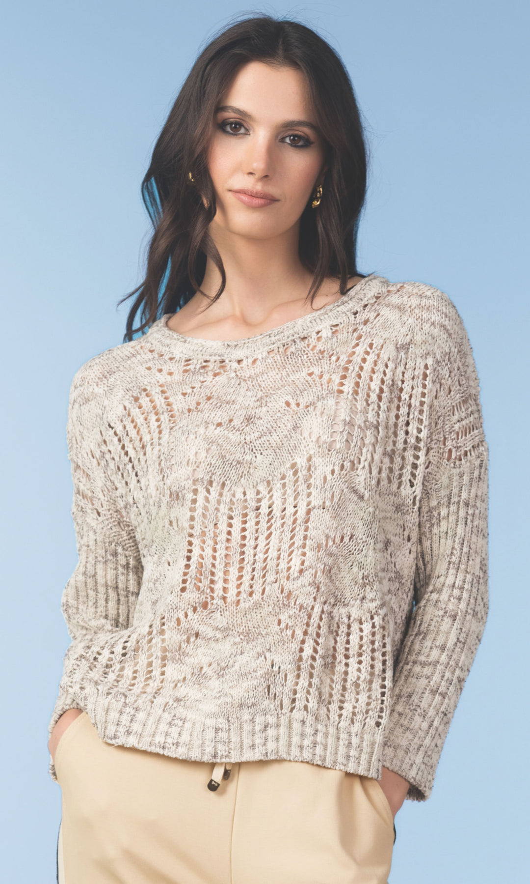 Open Knit Textured Sweater