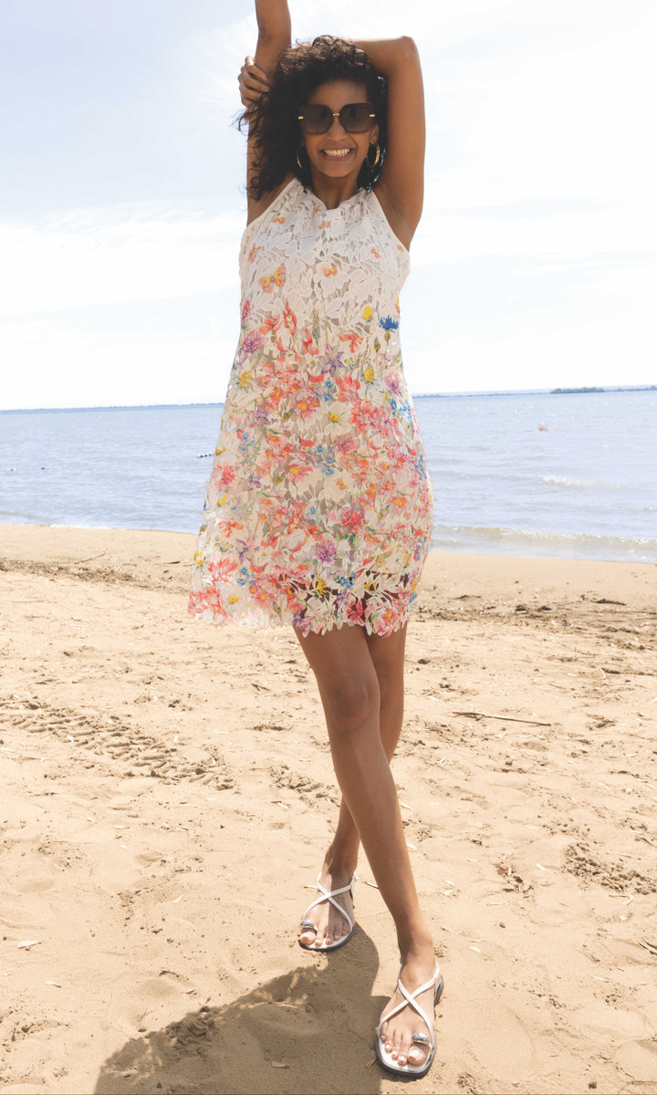 Floral Lace Sleeveless Mini Dress