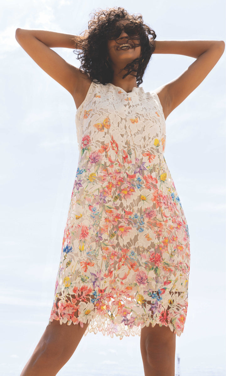 Floral Lace Sleeveless Mini Dress