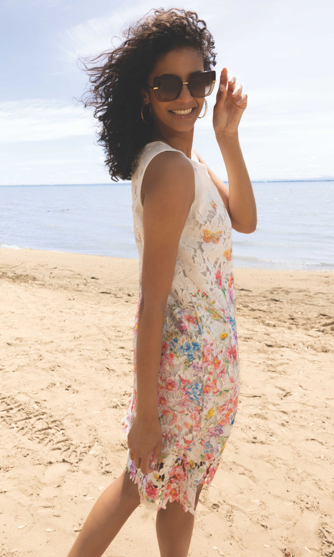 Floral Lace Sleeveless Mini Dress