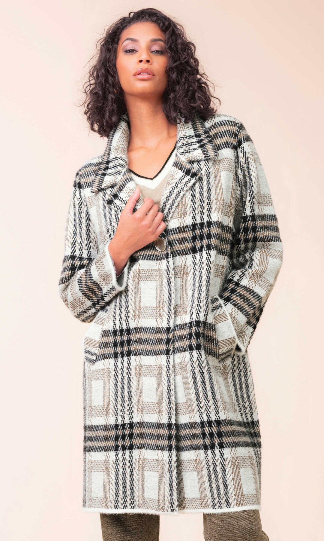 Plaid Perspective Longline Coat