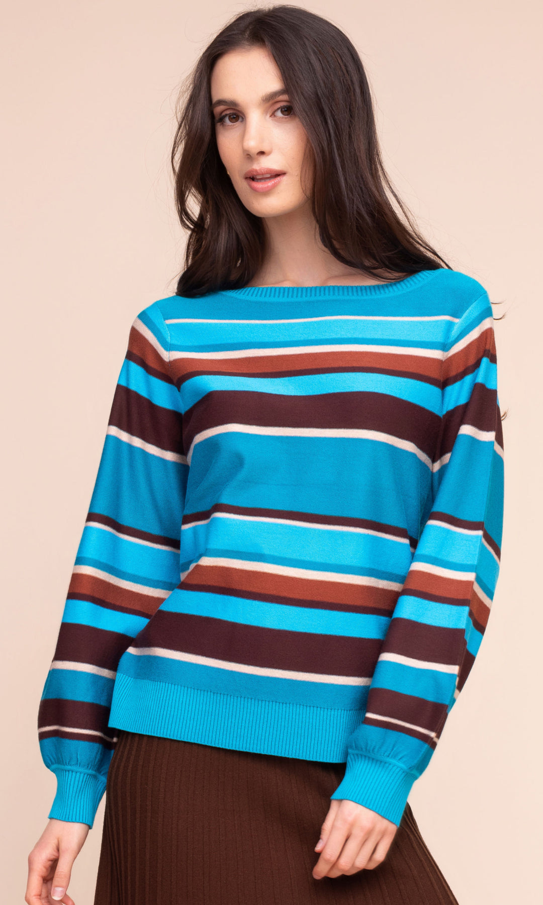 Rhythm Stripe Balloon-Sleeve Sweater