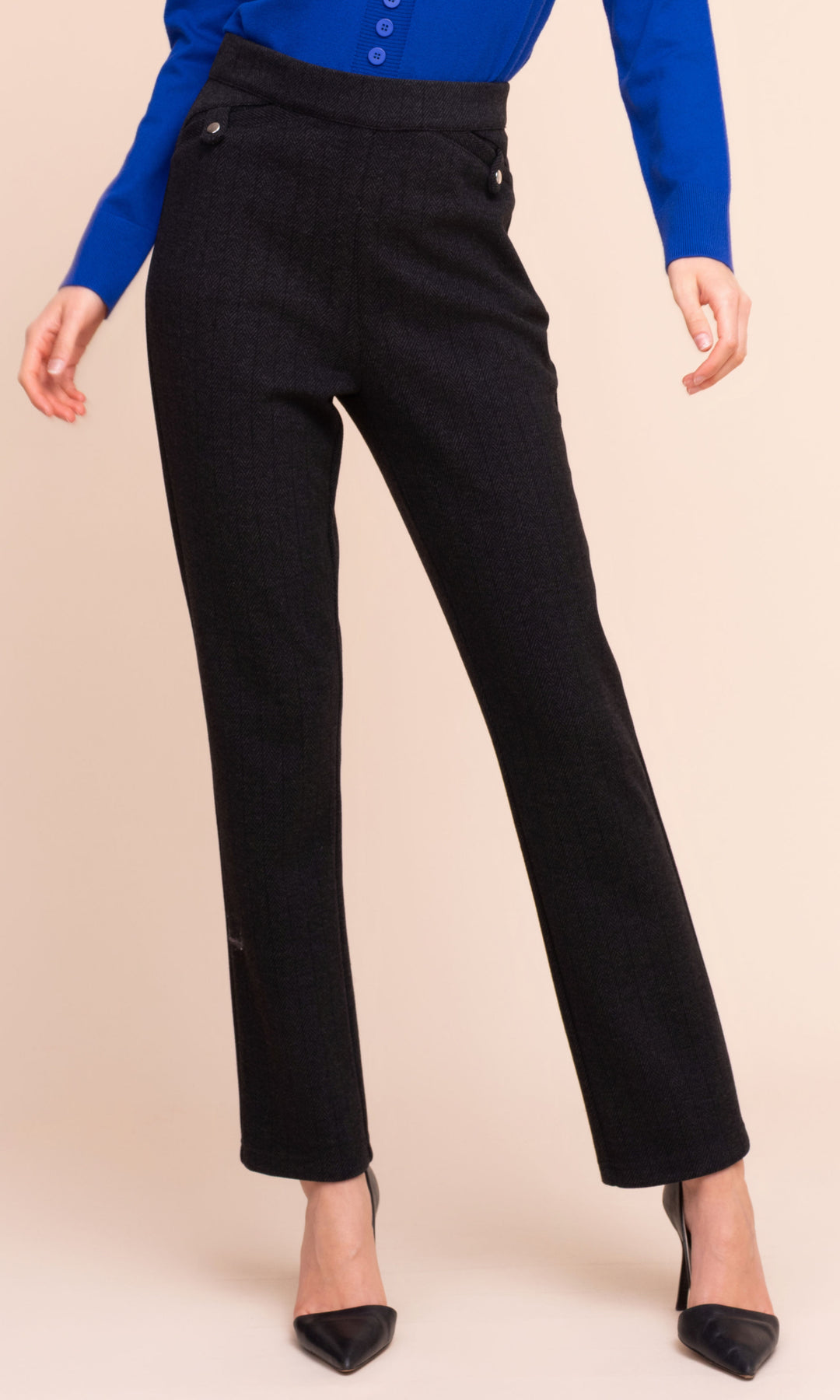 Button Detail Cropped Straight-Leg Pants