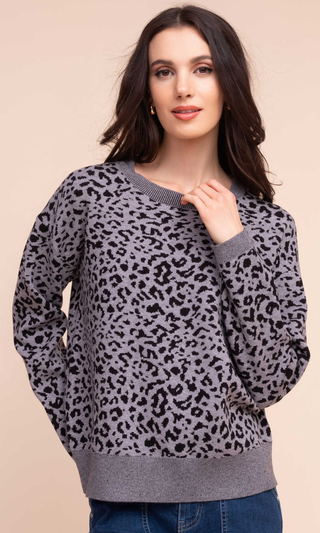 Animal Print Knit Sweater