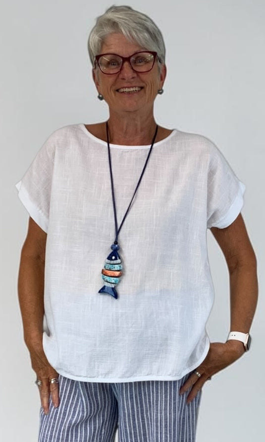 Linen Blend Easy Fit Top