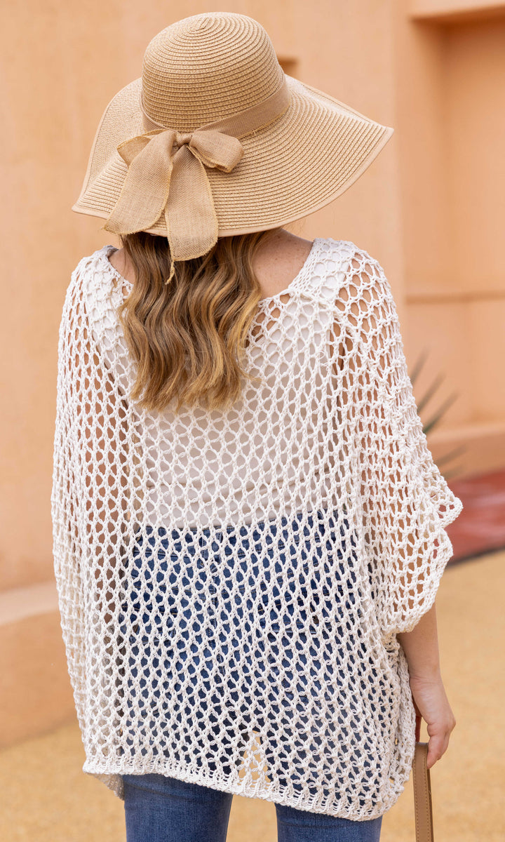 Crochet Mesh Poncho Pullover