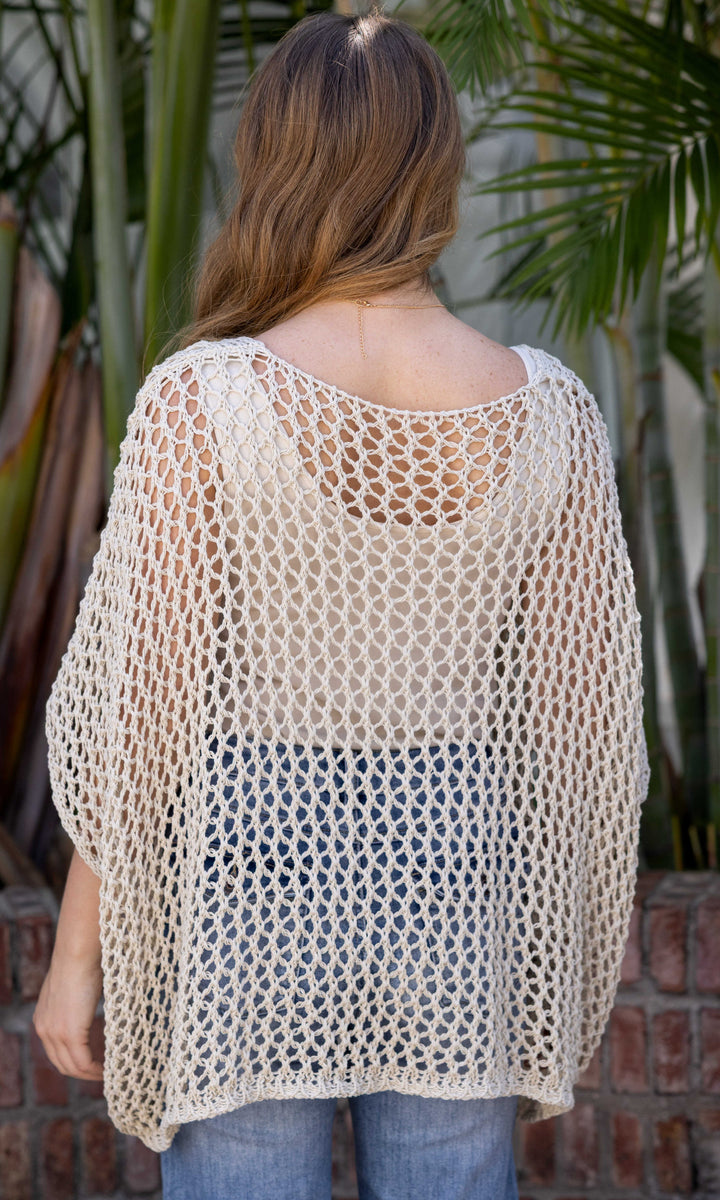 Open Weave Knit Poncho