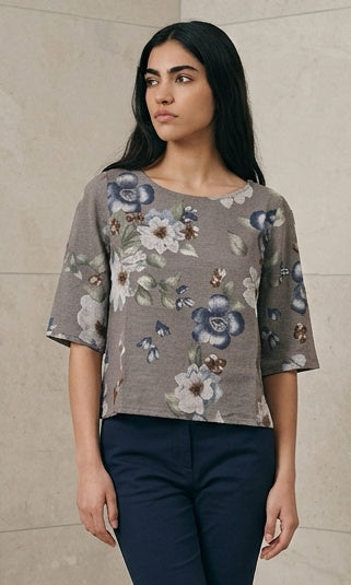 Cotton Floral Print Boxy Tee