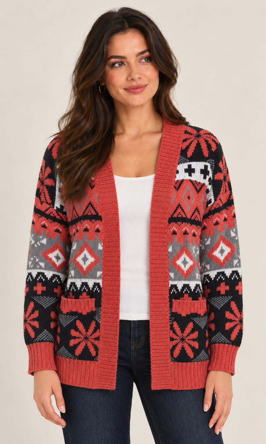 Nordic Pattern Chenille Cardigan