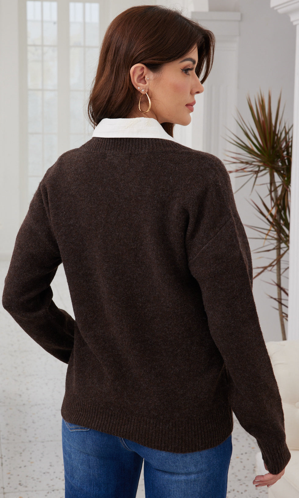 Floral Embroidered V-Neck Sweater