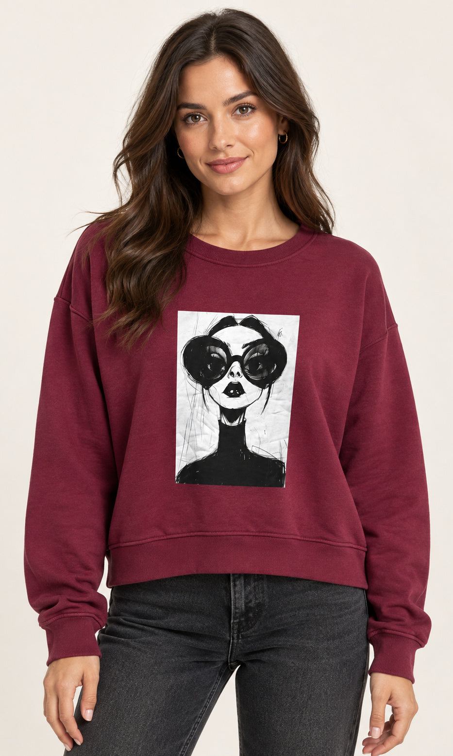 Oversized Sunglasses Graphic Sweatshirt