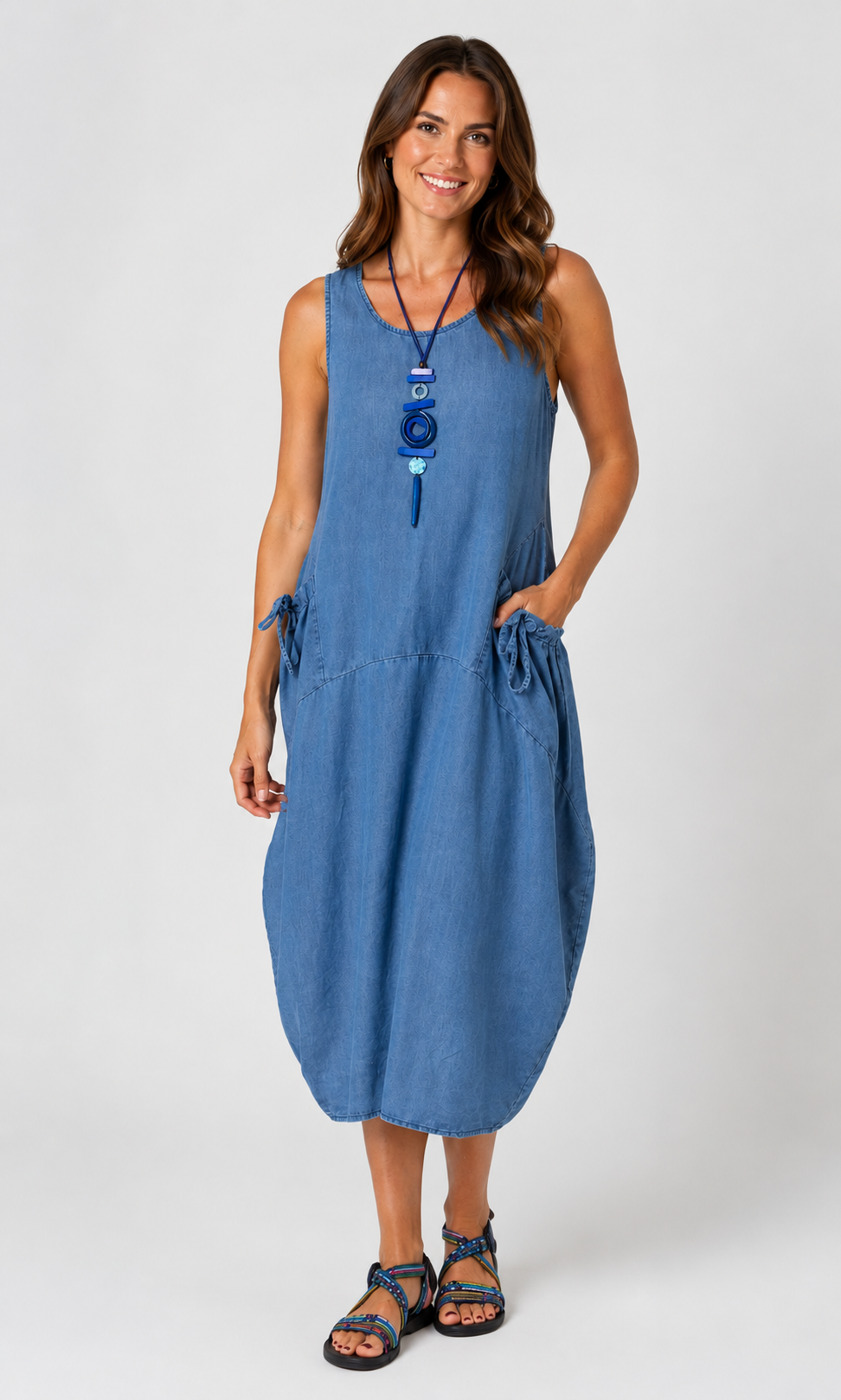 Tencel Pocket Detail Midi Dress