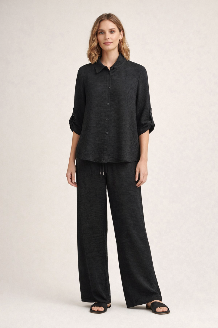 Textured Wide Leg Pants
