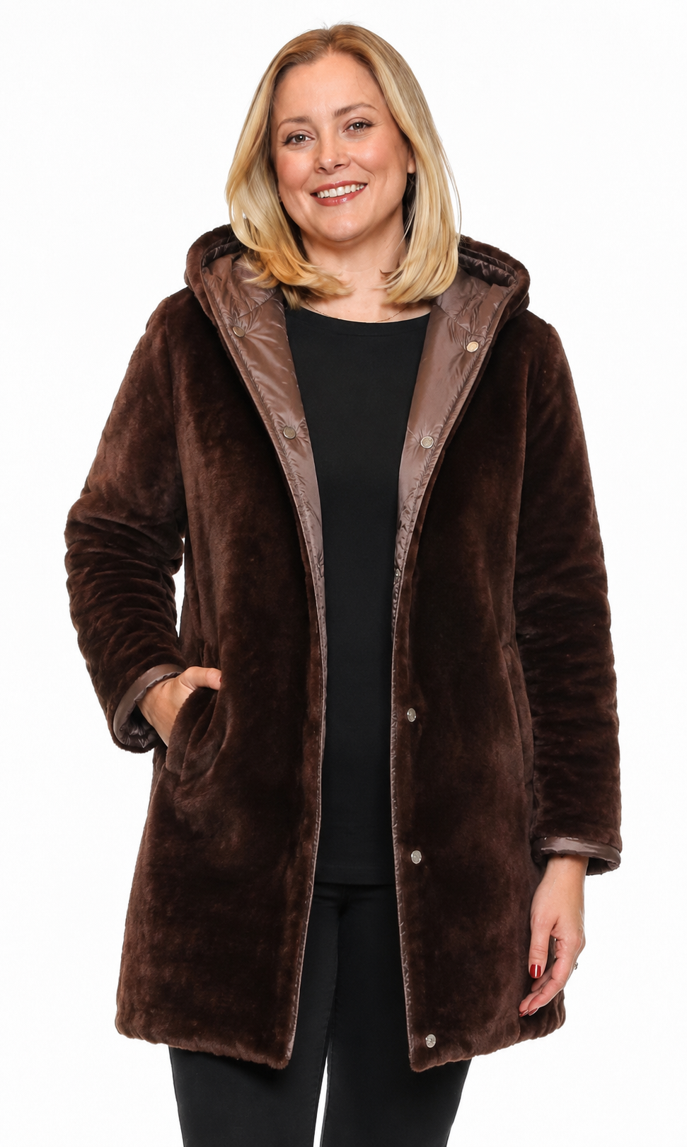 Two Way Reversible Hooded Coat