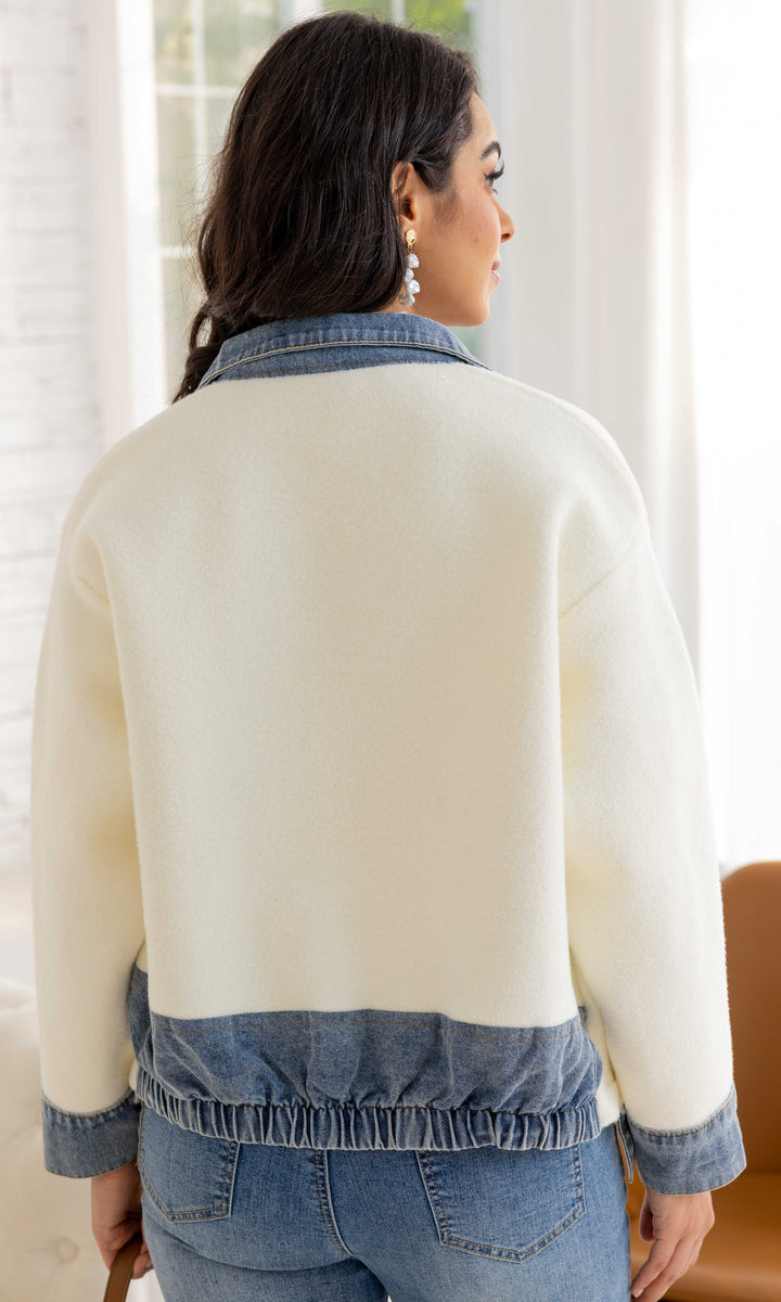 Denim Detail Zip Jacket