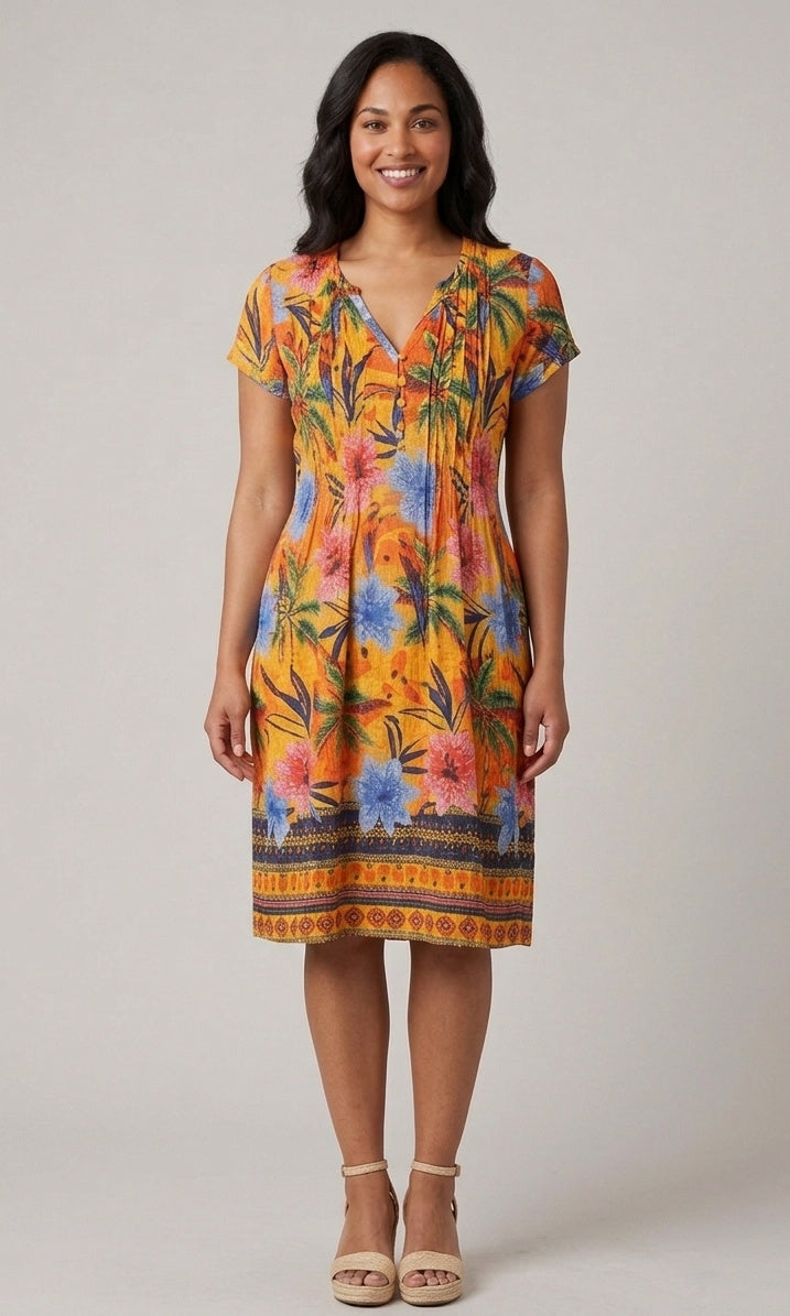 Printed Border Dress