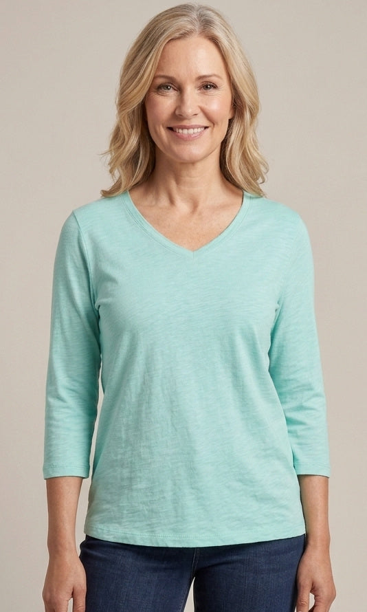 Relaxed Cotton V-Neck Top