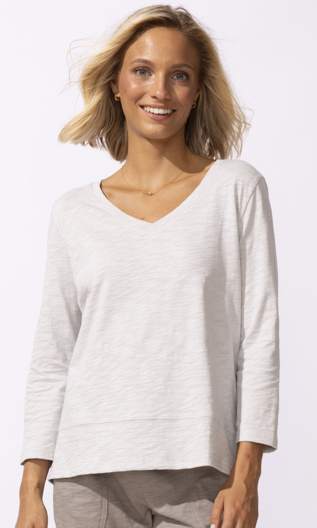 Relaxed Cotton V-Neck Top