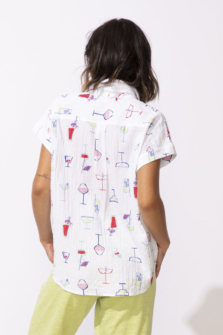 Playful Print Button Front Blouse