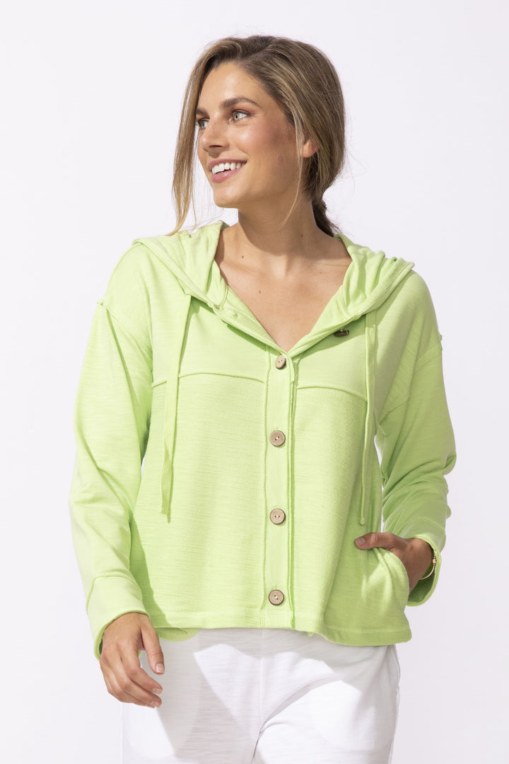 Lightweight Button Front Hooded Jacket