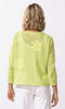 Lightweight open knit butterfly sweater with crew neckline and relaxed fit.