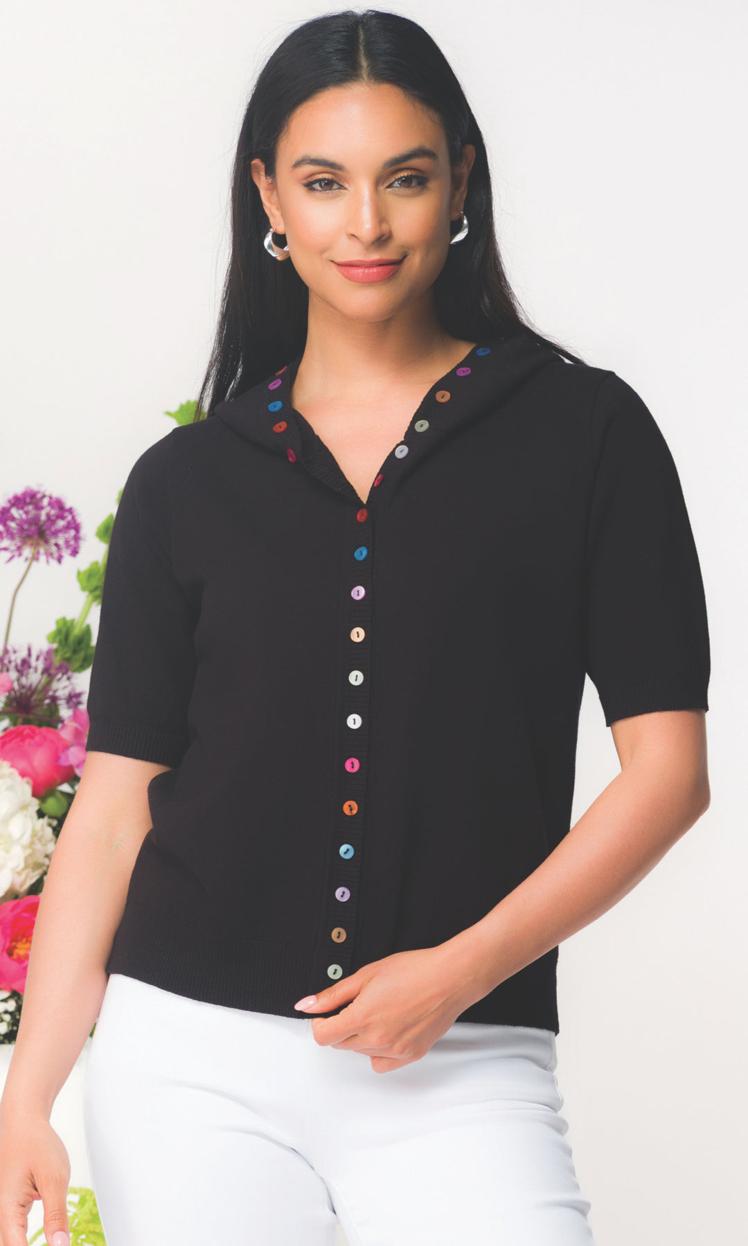 Contrast Button Knit Cardigan