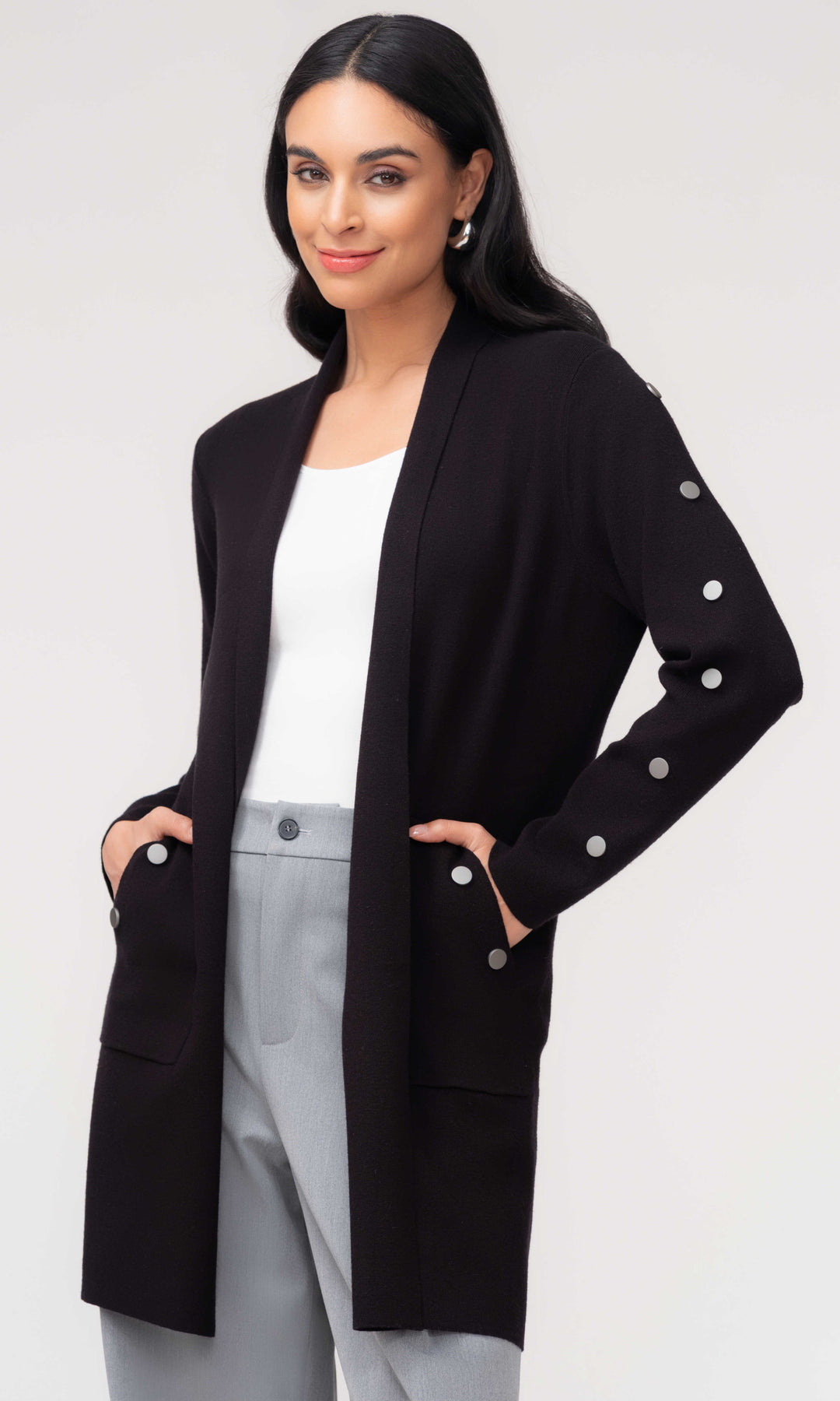 Button Detail Longline Cardigan