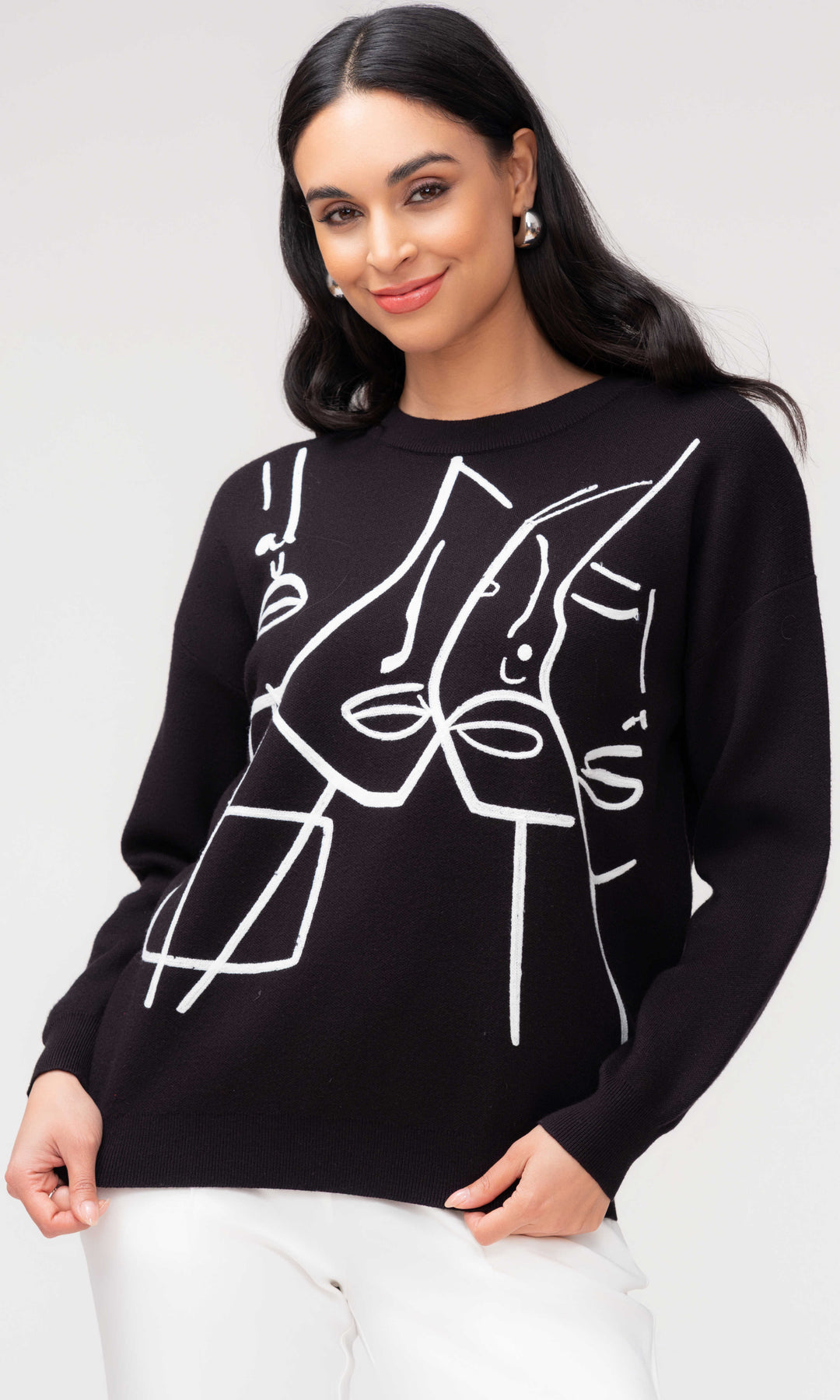 Abstract Face Knit Sweater