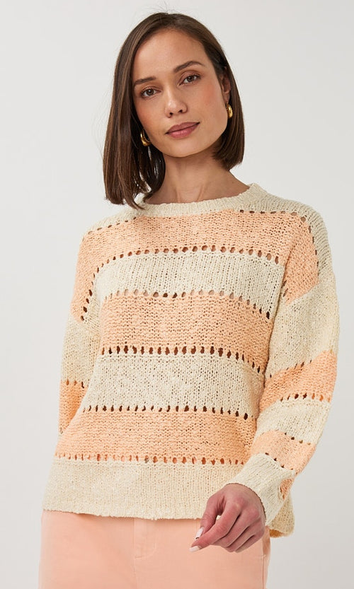 Soft Stripe Pointelle Knit Sweater